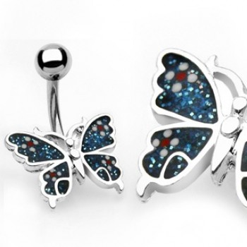 Butterfly Belly Bar Navel Ring 